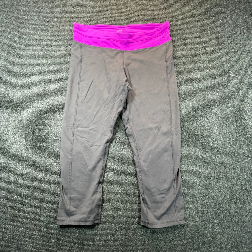 Champion Duo Dry Leggings Women Large Grey Purple Capri Workout Yoga Athletic